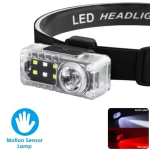 Ліхтар налобний YJ-A06-LED+6SMD (RGB), Motion Sensor, Li-Ion акумулятор, ЗУ Type-C, кліпса, магніт, Box
