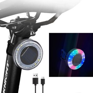 Велоліхтар HYD-085-SMD (RGB), сонячна батарея, Waterproof, Li-Ion акумулятор, ЗУ Type-C