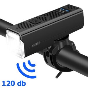 Велофара з сигналом MT-007-T6, 450Lum, Li-Ion акум. (2200mAh), кнопка винесення, Waterproof, ЗУ Type-C