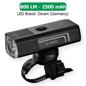 Велофара потужна LEADBIKE LD88-OSRAM 800LM, 2500mAh, waterproof, children lock, Li-Ion акумулятор, ЗУ Type-C