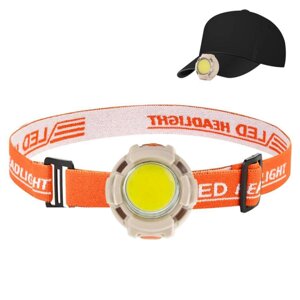 Ліхтар налобний CY-2026-B-COB+2LED (red)+2LED (blue), Li-Ion акумулятор, ЗУ Type-C, Box