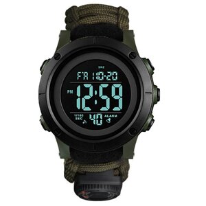 Годинники наручні 1426AGBK SKMEI PARACORD, ARMY GREEN-BLACK, ABS RING, Compass, термометр, свисток, кресало