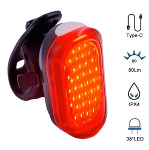 Велоліхтар MY-2106-38LED, waterproof, Li-Ion акумулятор, ЗУ Type-C