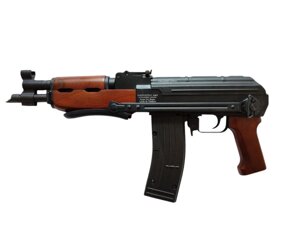 Сигнально Шумовий АКМС чорний, рукоять дерево (автомат Калашнікова Модернізований Складаний)
