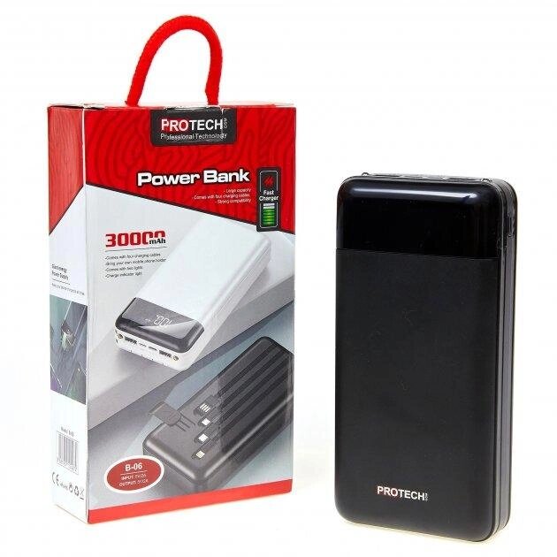 Повербанк ProTech (B-06) 30000 mAh, 5V, 2.1A, Black (зовнішній акумулятор Power Bank) від компанії Інтернет-магазин "Компот" - фото 1