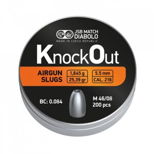 Кулі JSB KnockOut Slugs 5.49мм, 1.645г, 200шт (cal .216, 25.39gr)