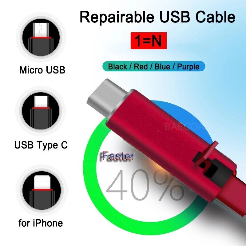 Відновлюваний зарядний дата кабель для Lighting usb 1,5 m Reborn від компанії Інтернет-магазин "Компот" - фото 1