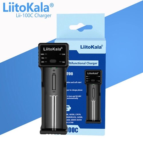 Зарядний пристрій LiitoKala Lii-100C, 1x18650/ 26650/ 18350/ 14500/ AA/ AAA від компанії Інтернет-магазин "Компот" - фото 1