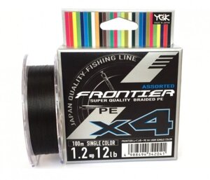 Шнур YGK Frontier X4 100m (чорний) # 1.2 / 0.185mm 12lb / 5.4kg