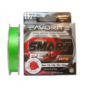 Шнур Favorite Smart PE 4 x 150 м (салат.) # 1.5 / 0.209 мм 7.8 кг