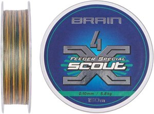 Шнур Brain Scout 4X 150m 0.08mm 4.4kg (camo green)