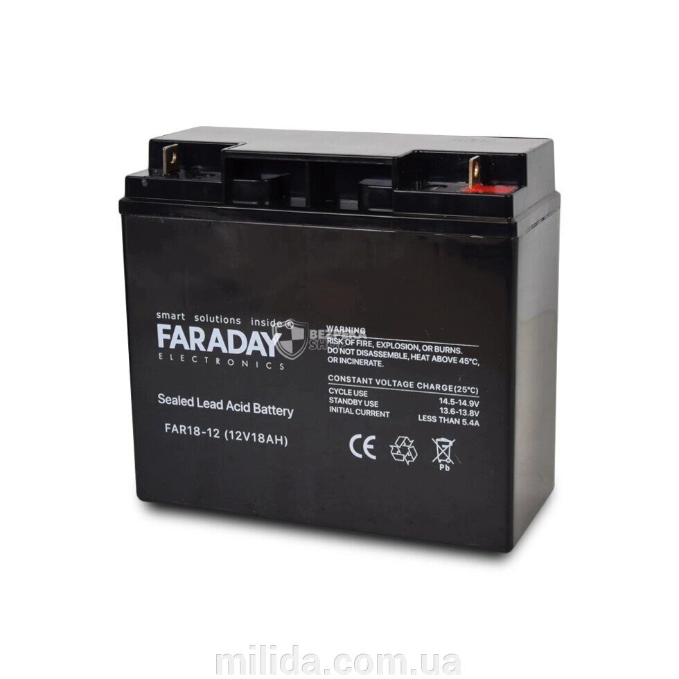 Акумулятор 12В 18 Ач для ДБЖ Faraday Electronics FAR18-12 від компанії інтернет-магазин "_Міліда_" - фото 1