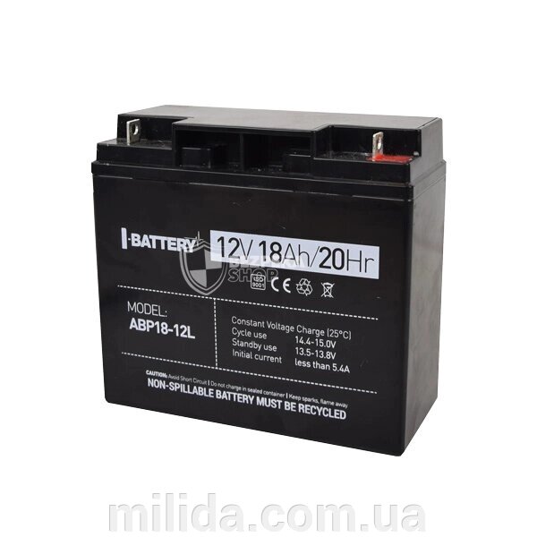 Акумулятор 12В 18 Ач для ДБЖ I-Battery ABP18-12L від компанії інтернет-магазин "_Міліда_" - фото 1