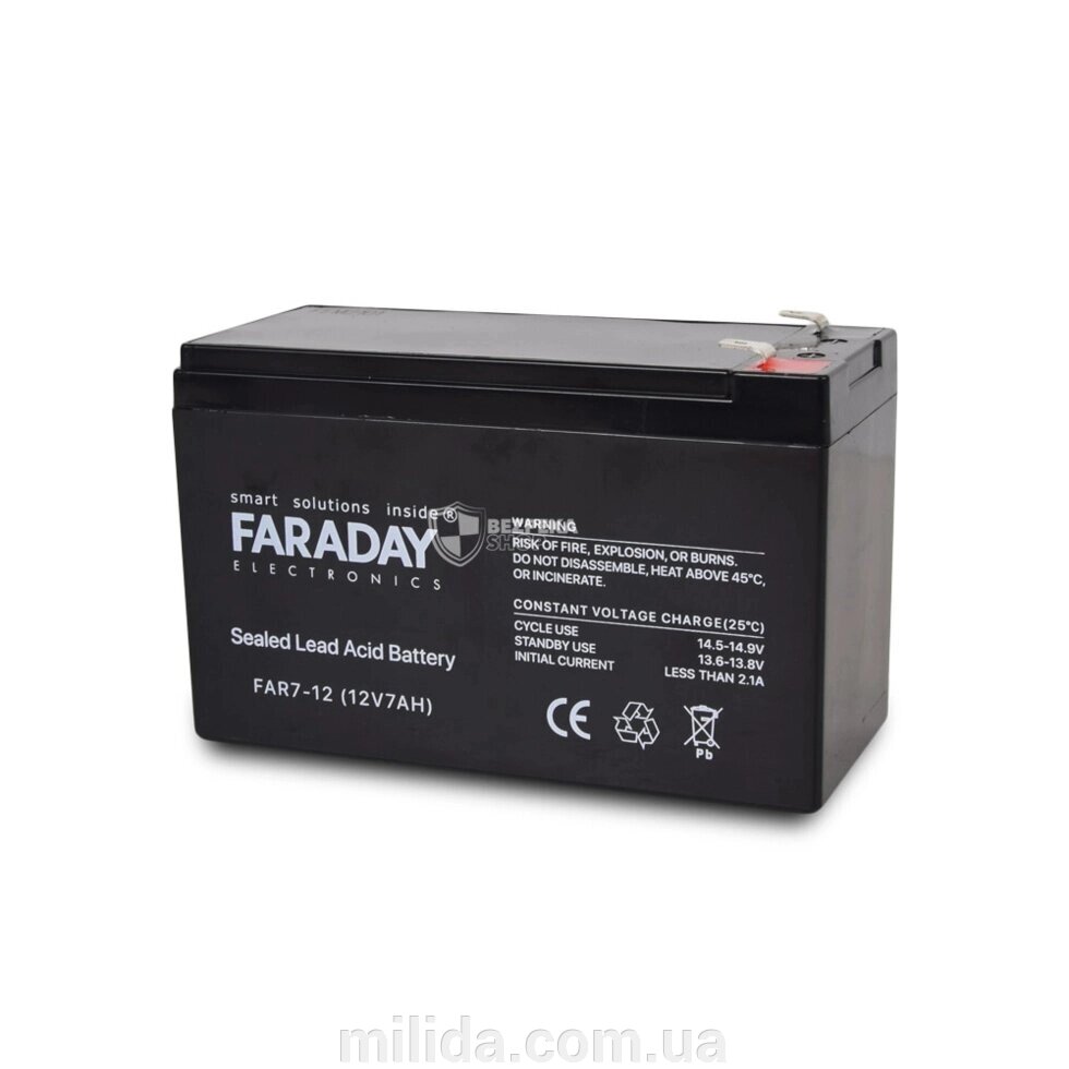 Акумулятор 12В 7 Ач для ДБЖ Faraday Electronics FAR7-12 від компанії інтернет-магазин "_Міліда_" - фото 1