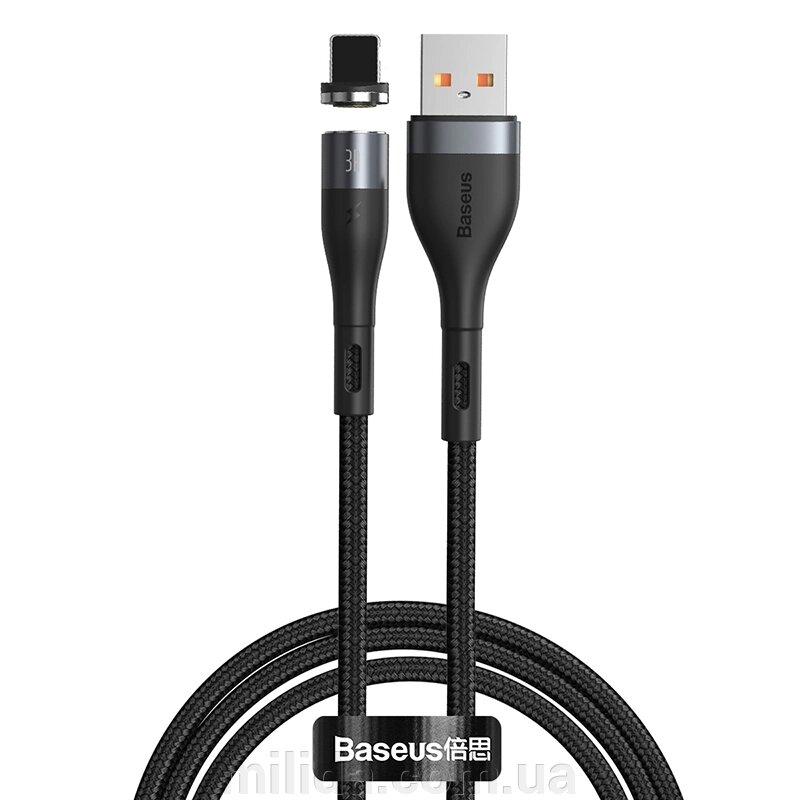 Кабель Baseus Zinc Magnetic USB 2.0 to Lightning 2.4A 1M Чорний (CALXC-KG1) від компанії інтернет-магазин "_Міліда_" - фото 1