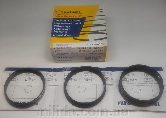 Кільця поршневі Audi/VW 1.9-2.4 1X-ABL-1Y-AAB-AJA-AAZ Disel 79.5 mm +0.50 ремонт 1.75-2.0-3mm 03020N2 від компанії інтернет-магазин "_Міліда_" - фото 1