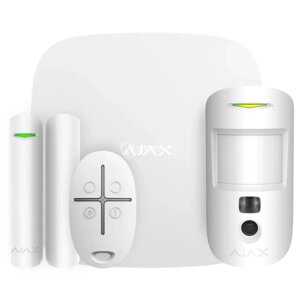 Комплект бездротової сигналізації Ajax StarterKit Cam Plus (8EU) RU white з фотоверифікацією тривог та підтримкою