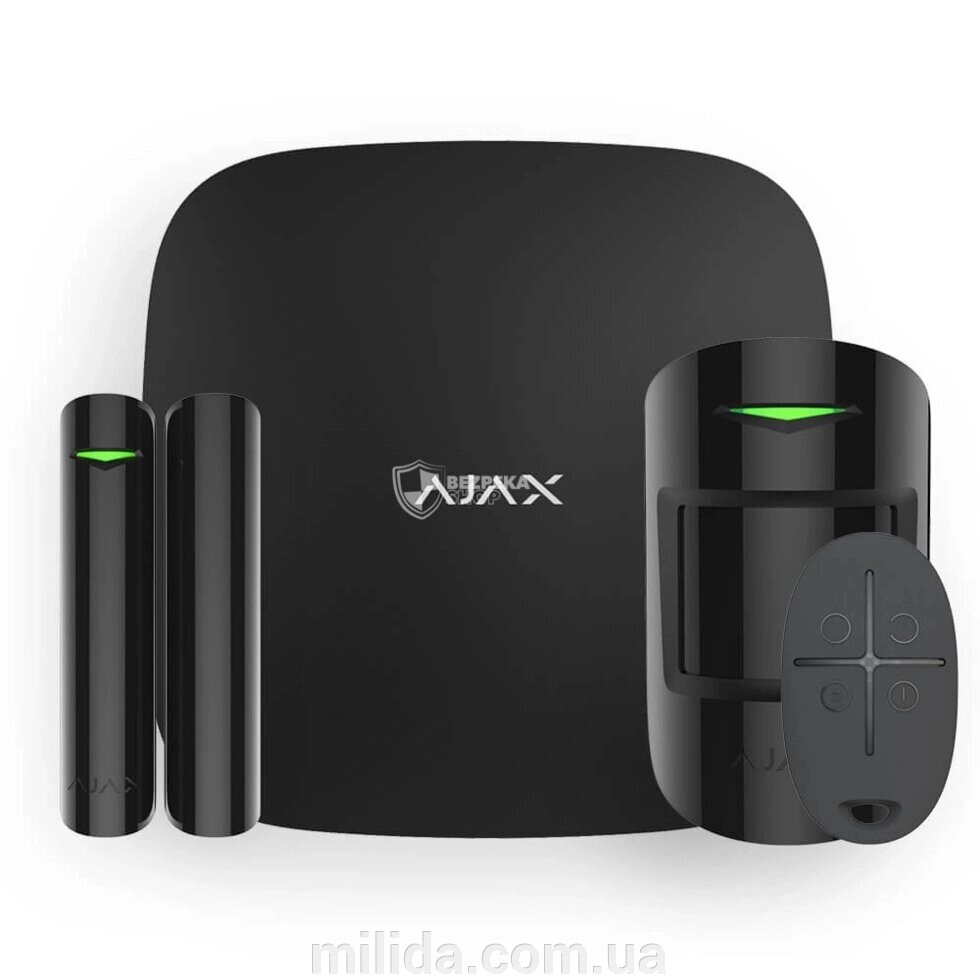 Комплект бездротової сигналізації Ajax StarterKit Plus black з підтримкою Wi-Fi та 2 SIM-карт. від компанії інтернет-магазин "_Міліда_" - фото 1