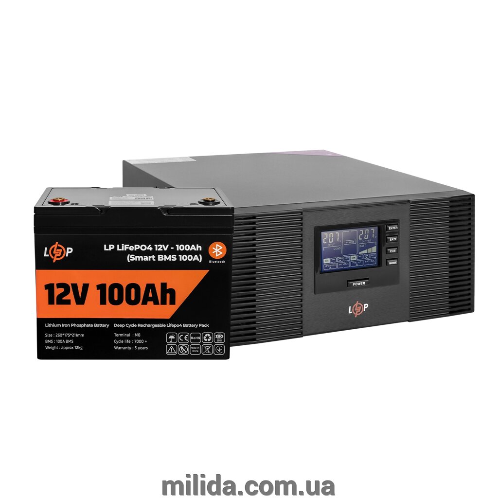 Комплект резервного живлення LP (LogicPower) ДБЖ + літієва (LiFePO4) батарея (UPS B1500 + АКБ LiFePO4 1280W) від компанії інтернет-магазин "_Міліда_" - фото 1