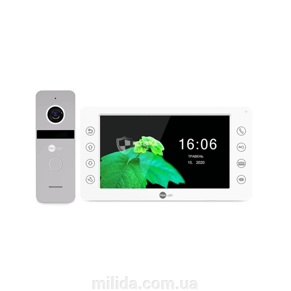 Комплект відеодомофону Neolight KAPPA HD/Solo FHD Silver: відеодомофон 7" з вбудованим БУЗ та 2 Мп відеопанель від компанії інтернет-магазин "_Міліда_" - фото 1