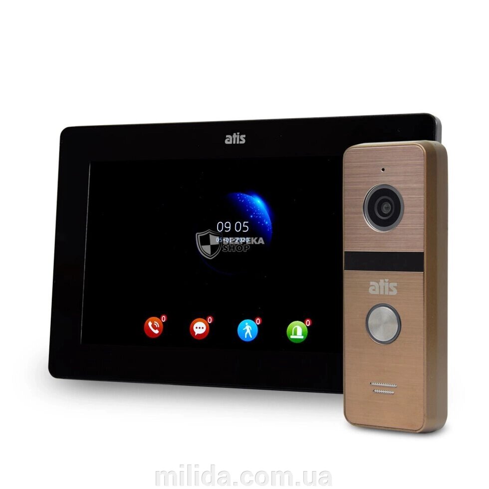 Комплект Wi-Fi відеодомофона 7" ATIS AD-770FHD/T-Black з підтримкою Tuya Smart + AT-400HD Gold від компанії інтернет-магазин "_Міліда_" - фото 1