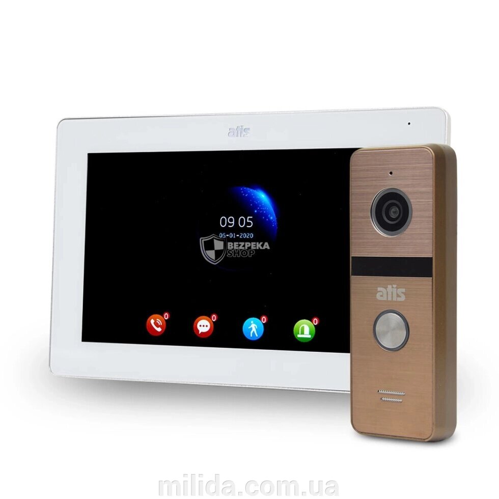 Комплект Wi-Fi відеодомофона 7" ATIS AD-770FHD/T-White з підтримкою Tuya Smart + AT-400HD Gold від компанії інтернет-магазин "_Міліда_" - фото 1