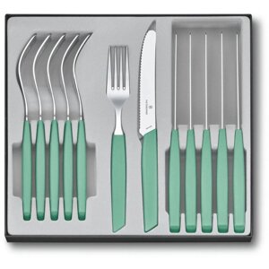 Кухонний набір Victorinox Swiss Modern Table Set 12шт з мятн. ручкою (6 ножів tomato, 6 вилок)