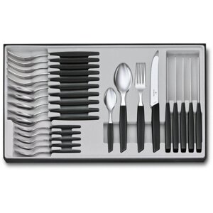 Кухонний набір Victorinox Swiss Modern Table Set 24шт з черн. ручкою (6 ножів tomato,6 виделок,6 ложок,6 ложок)