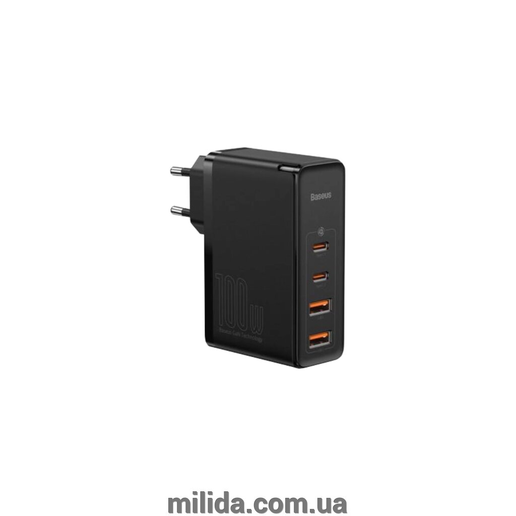 Мережевий зарядний пристрій Baseus GaN2 Pro 3 порта, USB*2 + Type-C*2 100W Чорний (CCGAN2P-L01) від компанії інтернет-магазин "_Міліда_" - фото 1