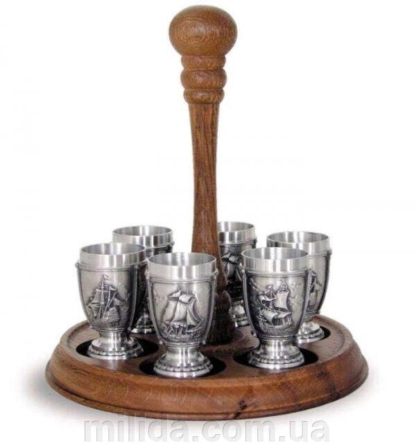 Набір чарок на дерев'яній підставці Schnaps Set 7 pcs. "La Paloma" 6 cm Artina (16296) від компанії інтернет-магазин "_Міліда_" - фото 1