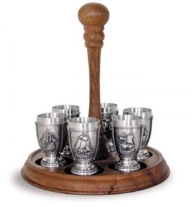 Набір чарок на дерев'яній підставці Schnaps Set 7 pcs. La Paloma" 6 cm Artina (16296)