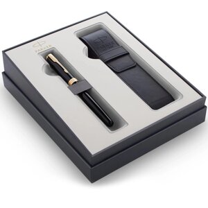 Набір Parker SONNET 17 Black Lacquer GT FP M + чорн. чохол в подар. уп. GIFT20 86 015b20