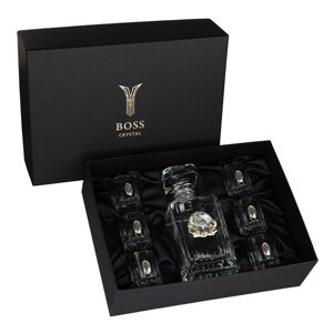 Набір для горілки «Генеральський» 7 предметів Boss Crystal, графін, 6 чарок (овали, орел)