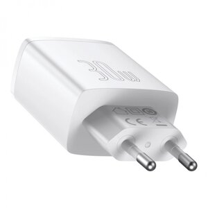 Зарядний пристрій Baseus Compact Quick Charger 2U+C 30W EU Білий (CCXJ-E02)