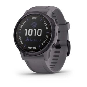 Smart Clock Garmin fenix 6S Pro Solar Edition Аметиста сталь із сірим замшевим ремінцем