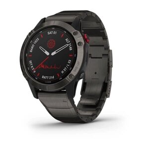 Smart Clock Garmin fenix 6 Pro Solar Edition Titanium-сірий DLC з титаном DLC ремінцем