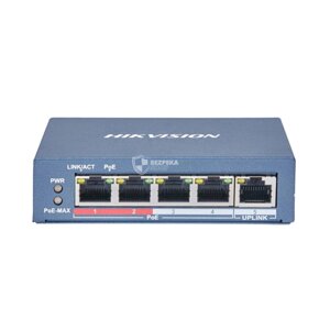 Некерований PoE комутатор Hikvision DS-3E0105P-E/M (B) з 4 портами PoE