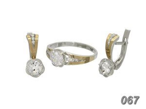 Срібні сережки з сапфіром і фіанітами DARIY 067-01
