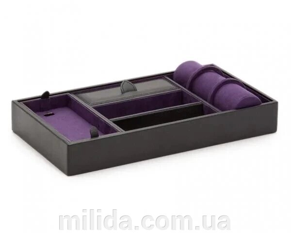 Піднос шкіряний для годинників та аксесуарів "Blake Valet Tray W/Watch Cufflink" від WOLF, колір Black / Purple від компанії інтернет-магазин "_Міліда_" - фото 1