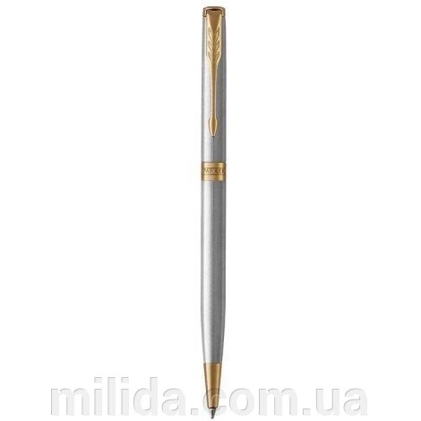 Ручка кулькова Parker Slim Stainless Steel GT BP 84 131 тонка із сталі з позолотою від компанії інтернет-магазин "_Міліда_" - фото 1