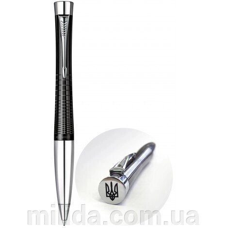 Ручка кулькова Parker URBAN Premium Ebony Metal Chiselled BP Тризуб на торці 21 232Ч_TR від компанії інтернет-магазин "_Міліда_" - фото 1