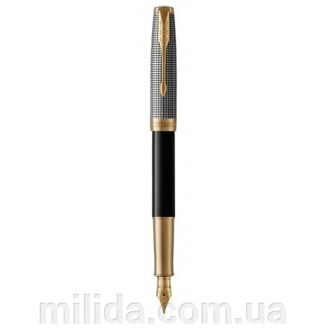 Ручка перова Parker SONNET 17 Black Cisele Silver GT FP F 87 311 311 з срібним ковпачком і золотим пером від компанії інтернет-магазин "_Міліда_" - фото 1