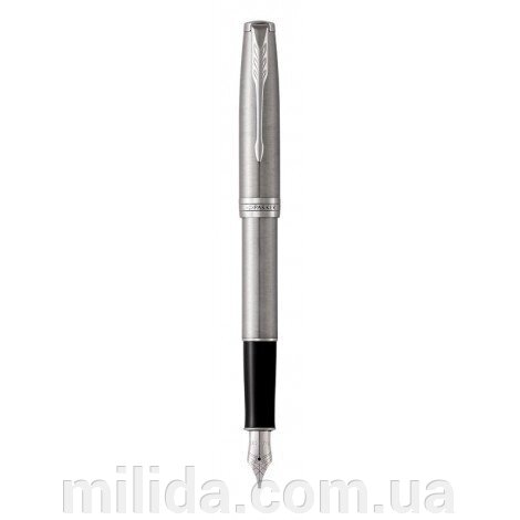 Ручка перова Parker SONNET 17 Stainless Steel CT FP F 84 211 з нержавіючої сталі від компанії інтернет-магазин "_Міліда_" - фото 1