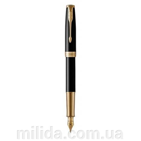 Ручка пір'яна Parker SONNET 17 Black Lacquer GT FP F 86 011 з латуні з тонким золотим пером від компанії інтернет-магазин "_Міліда_" - фото 1