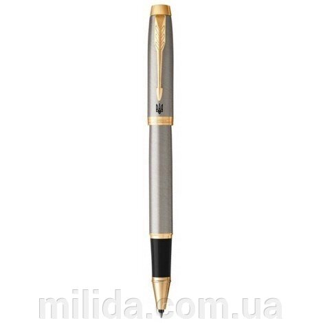 Ручка-ролер Parker IM 17 Brushed Metal GT RB Тризуб на кліпі 22 222_TR4 від компанії інтернет-магазин "_Міліда_" - фото 1