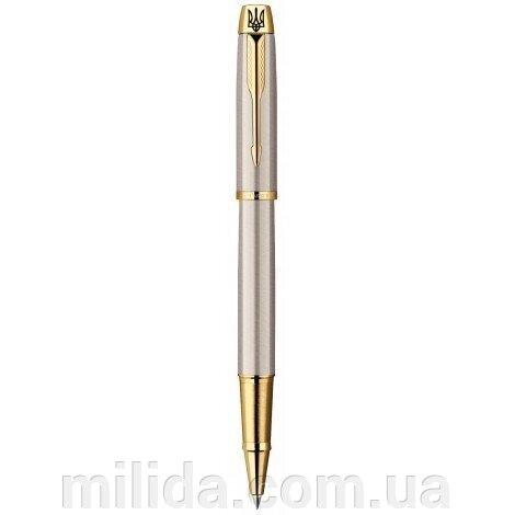 Ручка-ролер Parker IM Brushed Metal GT RB Тризуб 20 322T_TR з позолотою від компанії інтернет-магазин "_Міліда_" - фото 1