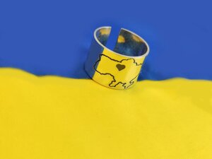 Срібна каблучка Широке Карта України DARIY 004