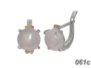 Срібні сережки Ірис із золотими накладками та рожевим кварцом DARIY 061с-10