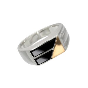Срібний перстень Леон із золотою вставкою та Оніксом DARIY 082п