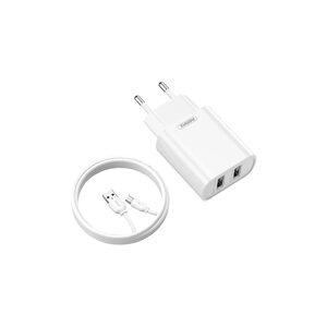 Мережеве зарядний пристрій Remax Jane + кабель USB 2.0 to microUSB 1М Білий (RP-U35-M)